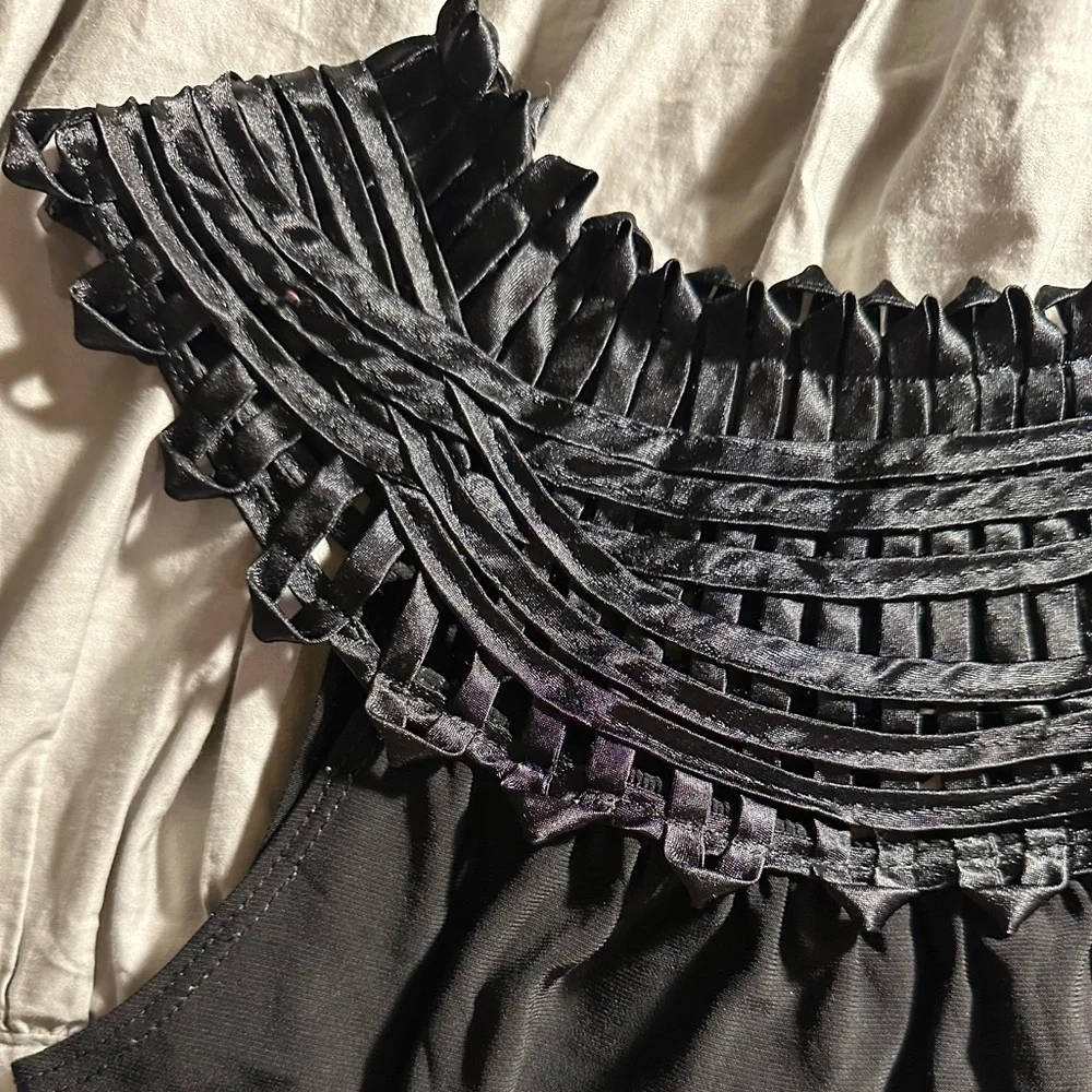 Perseption Black Ruffled Neck Blouse - Picture 3 of 6